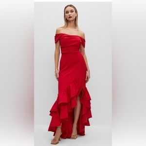 Red off the shoulders gala dress